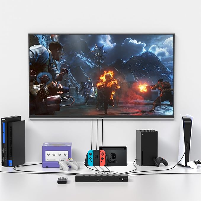 Y.D.F 7 Port HDMI Switch, 4k@60Hz HDMI Switcher 7 in 1 Out HDCP 2.0 Manual HDMI 2.0 Hub Support 3D Compatible with Nintendo Switch/OLED/Xbox/ PS5/4 Blu-Ray Player Fire Stick Roku Apple TV Chromeca