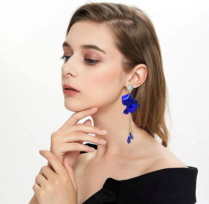 Flower Petal Necklace Earrings Set Layered Statement Beaded Jewelry Set for Women Summer Necklace Earrings