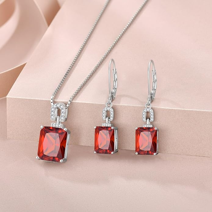 Emerald Cut Earrings 925 Sterling Silver Baguette Birthstone Dangle Drop Leverback Earrings Jewelry Gifts for Women