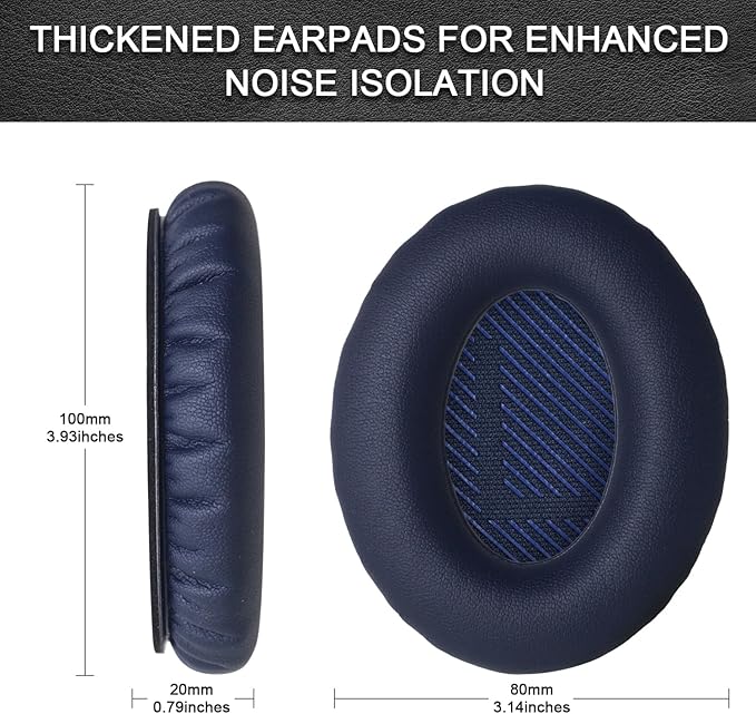 Headphones Replacement Ear Pads,for Bose Quietcomfort QC35 35 ii (Navy Blue) Ear Pads with Softer Leather, Noise Isolation Foam-Blue