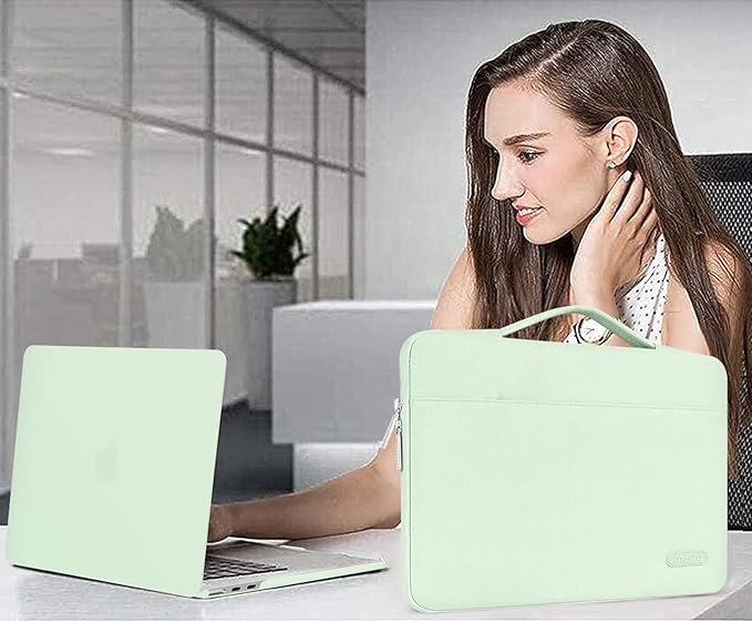 MOSISO Compatible with MacBook Air 13 inch Case 2025 2024 2023 2022 M4 A3240 M3 A3113 M2 A2681, Hard Shell&Sleeve Bag&Keyboard Skin&Webcam Cover&Screen Film for MacBook Air 13.6 inch, Tea Green