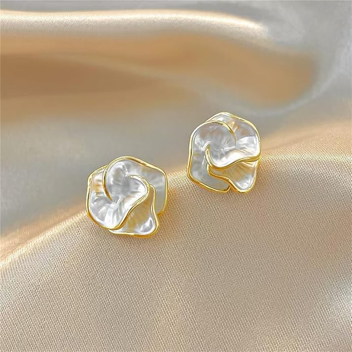 Gold Flower Statement Earrings for Women, Large Chunky Bohomian Summer Beach Floral Earring, Irregular Bold Exaggerated Earrings