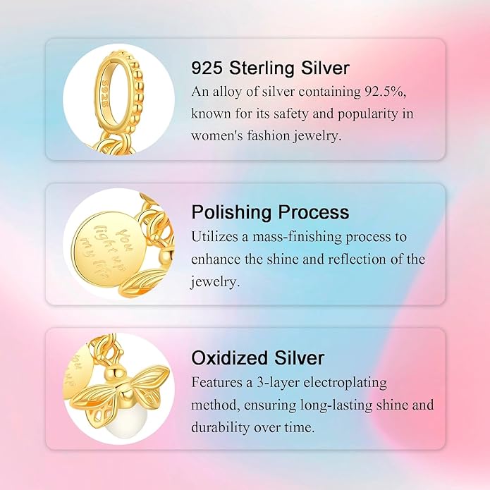 Birthday Fashion Love Heart Dangle Charm 925 Sterling Silver Charms fits Bracelets and Necklace Pendant Bead Charms Jewelry Present for Women Family Friends