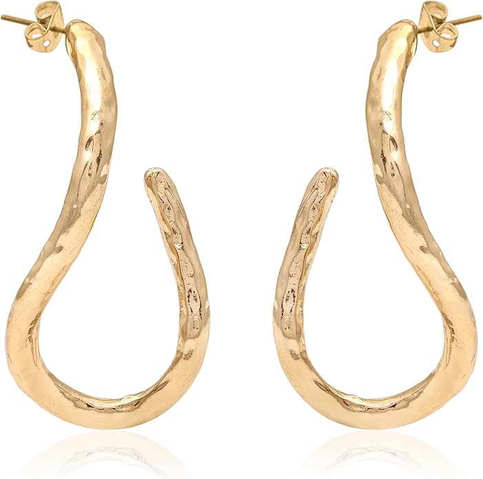 18K Gold Plated Sculptural Earrings Set for Women – Hypoallergenic, Lightweight, Modern Hoop & Drop Styles – 6 Bold Statement Designs – Christmas, Holiday, Thanksgiving Gift, Halloween