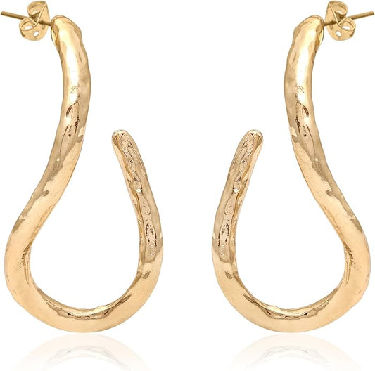 18K Gold Plated Sculptural Earrings Set for Women – Hypoallergenic, Lightweight, Modern Hoop & Drop Styles – 6 Bold Statement Designs – Christmas, Holiday, Thanksgiving Gift, Halloween