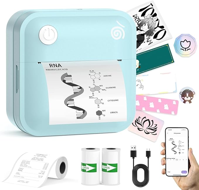 Label Maker Machine - Portable Bluetooth Mini Label Printer - Smartphone Handheld Thermal Sticker Small Labeler Multiple Templates Font Icon Inkless Custom Label for Home Kids School Items