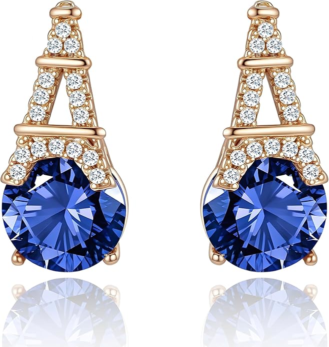 Alphabet Earring for Women, 18K Gold Plated Brass with Cubic Zirconia.