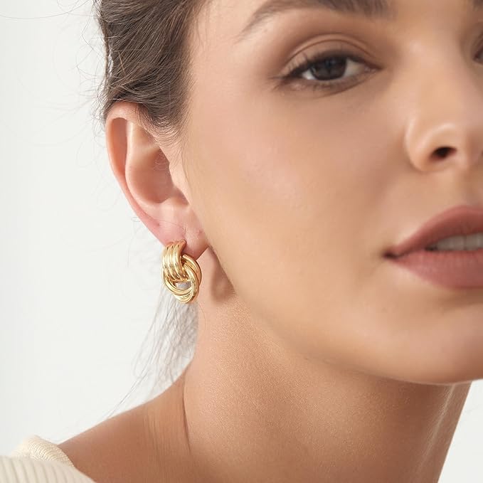 Knot Earrings for Women Chunky Statement Earrings Geometric Drop Dangle Trendy Studs Earring_M Size