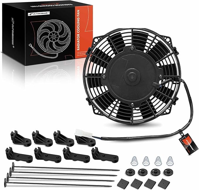 A-Premium 7.5'' 7.5 inch Slim Fan Pull Universal Electric Radiator Cooling Fan Assembly, 12V 80W with Mount Kit