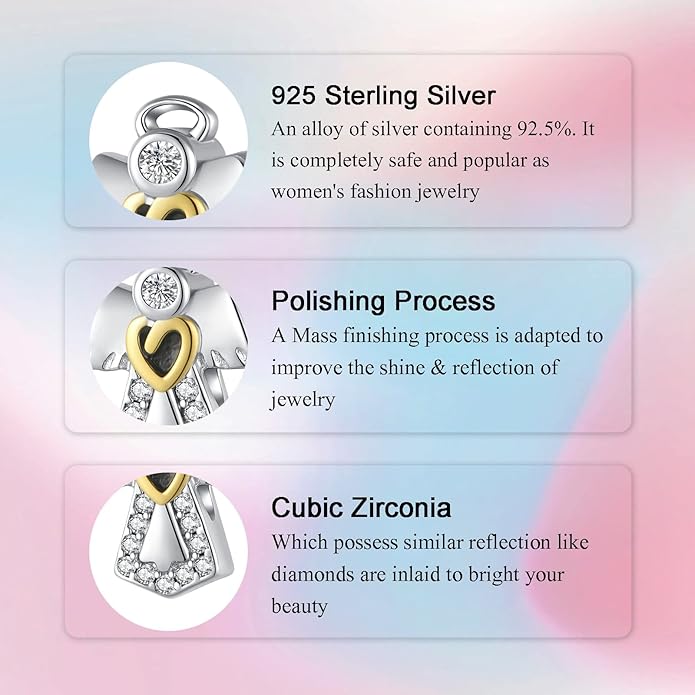 Birthday Fashion Love Heart Dangle Charm 925 Sterling Silver Charms fits Bracelets and Necklace Pendant Bead Charms Jewelry Present for Women Family Friends