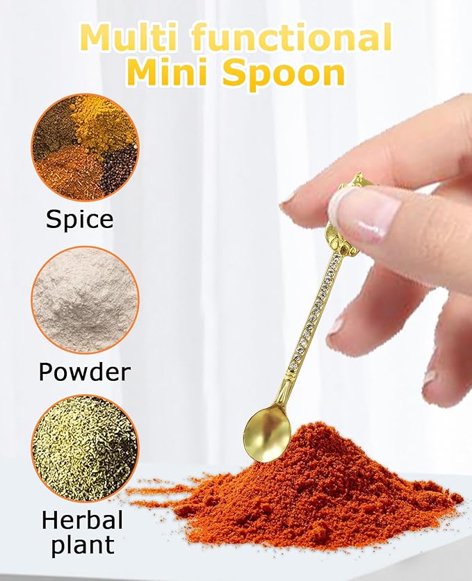 10 Pcs Mini Spoon Keychain, Metal Tiny Shovel Spoons for Home Kitchen Spices, Necklace Charms Pendants Diy Craft Making