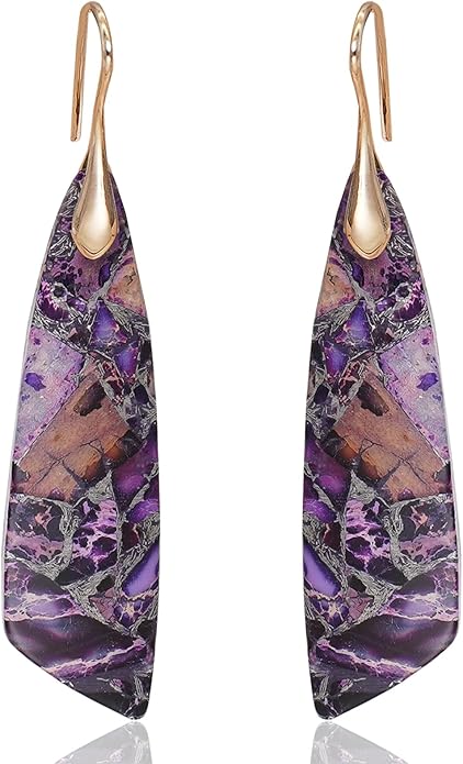 Natural Stone Earrings for Women Boho Triangles Dangle Drop Earrings