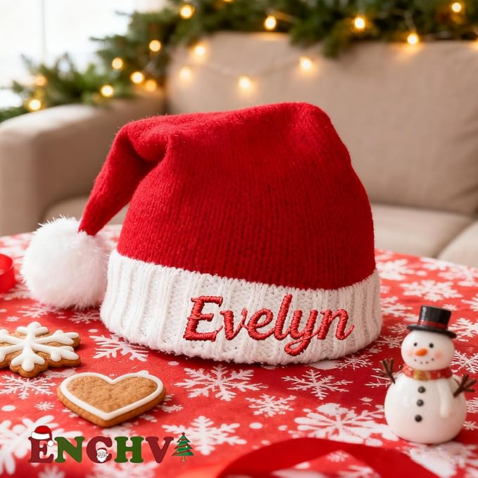 Custom Christmas Hats for Family Santa Hat Unisex Christmas Decorations Comfort Xmas Hat for New Year Festive Party