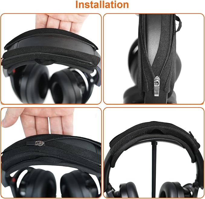 Adhiper Universal Headphone Headband Cover for Sony Beats Bose Soundcore HyperX ATH Skullcandy JBL Jabra, Headband Cover Cushion Protector for Sony XM4, XM5 & Beats Studio Pro/Solo4 Headphones - Black