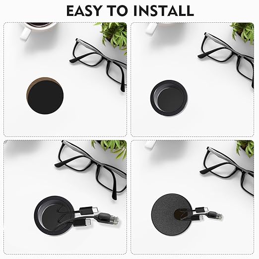 2 Pcs Desk Grommet 1.5Inch, ABS Plastic Desk Hole Cover, U-Shaped Desk Wire Hole Insert for Office Home School Computer Desk Equipment Cable Cord Organizer