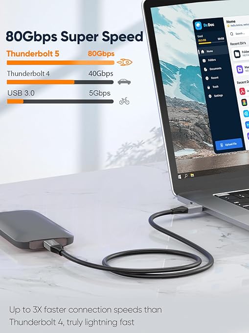 CableCreation 80Gbps USB 4 Cable 5FT, 120Gbps Bandwidth, 8K 60Hz Display, 240W Charging [USB-IF Certified] Compatible with Thunderbolt 5, Thunderbolt 4/3, USB4, SSD, MacBook M4 Pro, Dock, eGPU
