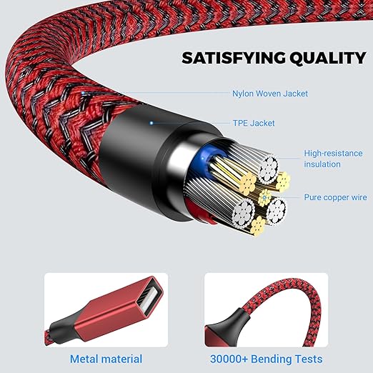 6.6FT USB Splitter 3 in 1 Out, A Male to 3 Female Extension Y Cable Support Charging and Data Transfer for TV/PC/Laptop/Keyboard/ PS4/5/ Flash Drive/LED Etc.(Red)