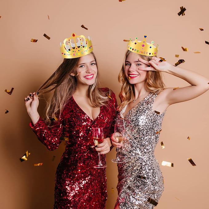 Gold Paper Crowns, Diy Birthday King Crowns Craft to Decorate, Paper Prince Princess Crown Hats for School Classroom