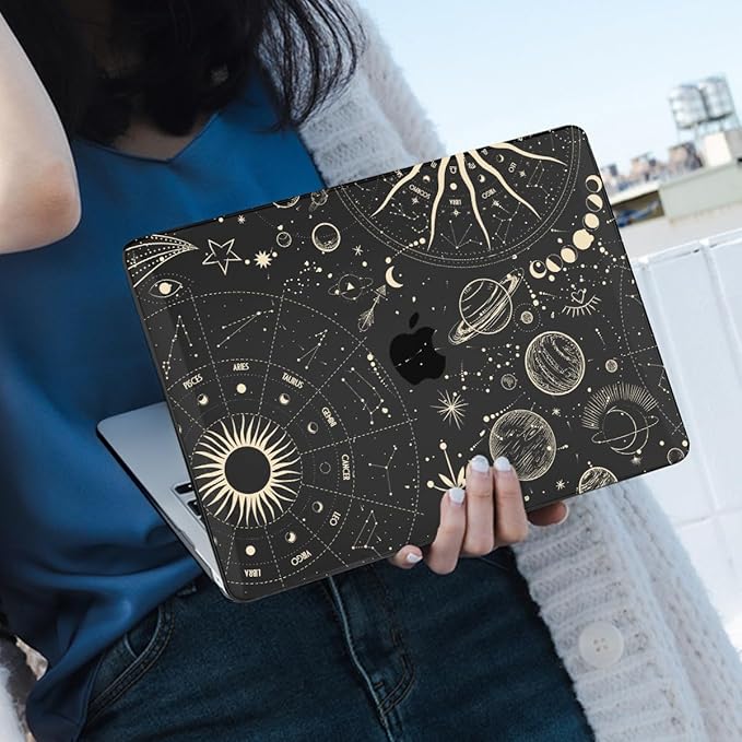 Compatible with MacBook Pro 13 inch Case 2022 2021-2016 A2338 M2/M1 A2251 A2289 A2159 A1989 A1706 Model, Pattern Plastic Hard Shell Keyboard Cover Screen Film Webcam Cover, Constellation