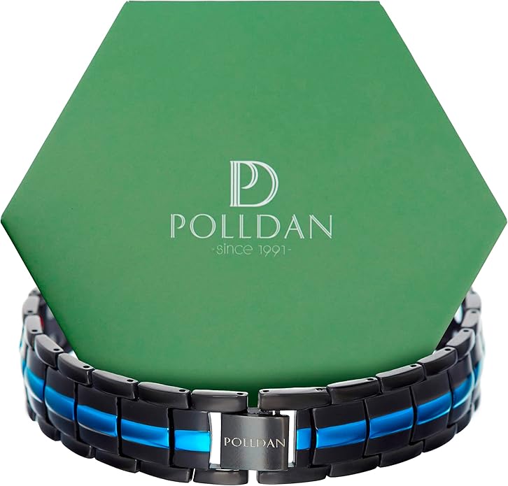 POLLDAN® 3X Power Magnetic Bracelets For Men | 6200 Gauss Strength Mens Titanium Bracelet with Fold-Over Clasp, Adjustable Length, Gift Box, Sizing Tool | Innovative Magnets Alloy - Patent