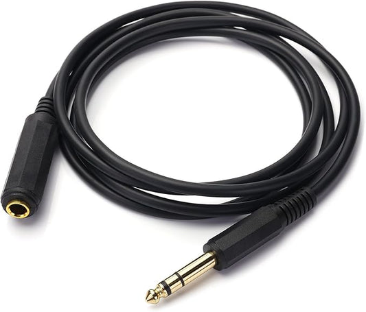 Disino 1/4 Inch Male to Female Stereo Extension Cable Gold Plated Quarter inch Headphone Extension Cable Cord- 6FT/1.8 Meters