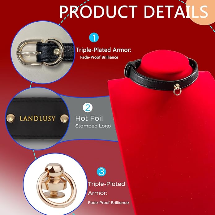Black Choker Necklaces for Women, 100% Genuine Leather Fur,Collar for Man and Woman, Premium Goth Punk Accessory