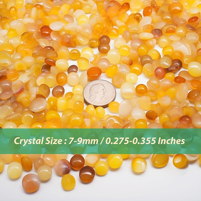 Polished Yellow Agate Crystal Chips 200 Pcs - 0.3" 10 oz Tumbled Stone Chips Crushed Sea Glass Stones Healing Reiki Crystal Making Home Decoration
