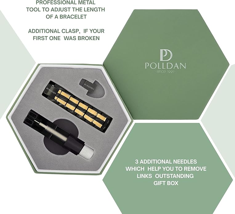 POLLDAN® 3X Power Magnetic Bracelets For Men | 6200 Gauss Strength Mens Titanium Bracelet with Fold-Over Clasp, Adjustable Length, Gift Box, Sizing Tool | Innovative Magnets Alloy - Patent
