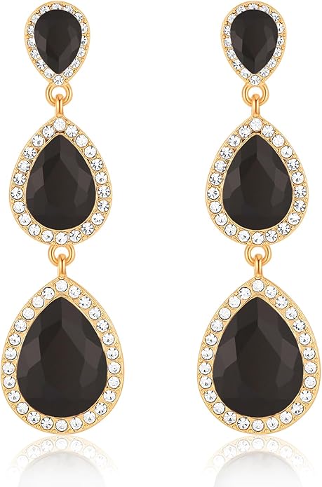 Vintage Rhinestone Teardrop Dangle Earrings Long Dangling Drop Earrings Crystal Chandelier Earrings for Women Wedding Bridal Prom