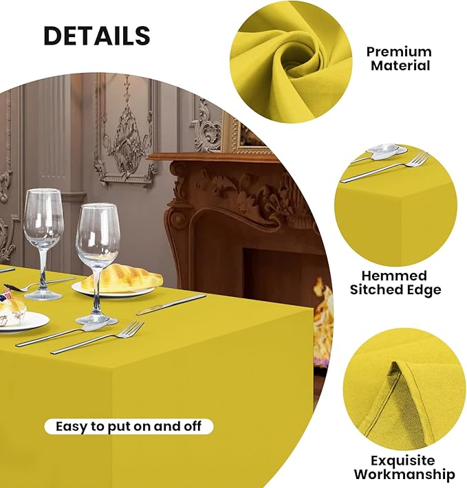 Ascoza 2 Pack Fitted Tablecloth for 6 Foot Rectangle 72 x 30 Inch Yellow Table Covers Water Resistant Polyester Cloth for Folding, Parties,Display, Trade Show (Yellow)