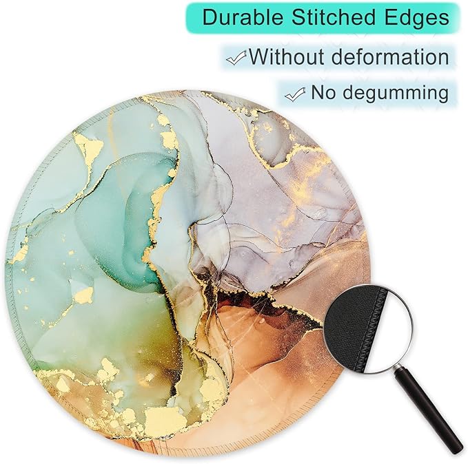 ITNRSIIET Round Mouse Pad with Stitched Edge Premium-Textured Waterproof Non-Slip Rubber Base Desktop Protection Mat Diameter 8.7 inches, Abstract Texture
