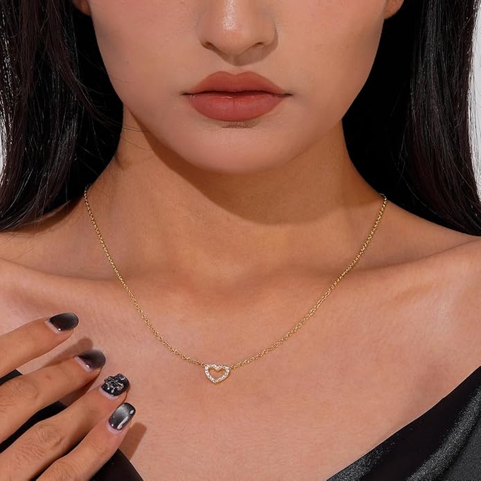 Layered Gold Necklaces for Women, Stackable 14K Gold Plated Necklace, Dainty Cross/Circle/Heart Pendant layered Necklace, Adjustable Dainty Gold/Silver Necklace Jewelry Set for Women