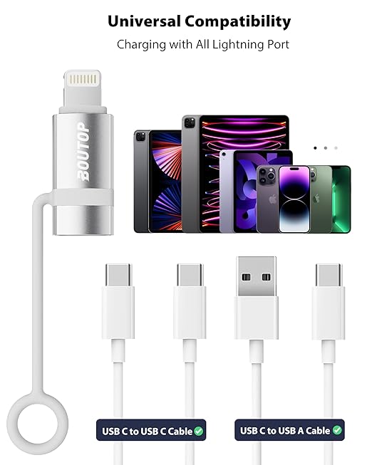 [MFi Certified] USB C to Lightning Adapter, Type C to Lightning Adapter Support 36W PD Fast Charging Compatible with iPhone iPad Silver -3 Pack