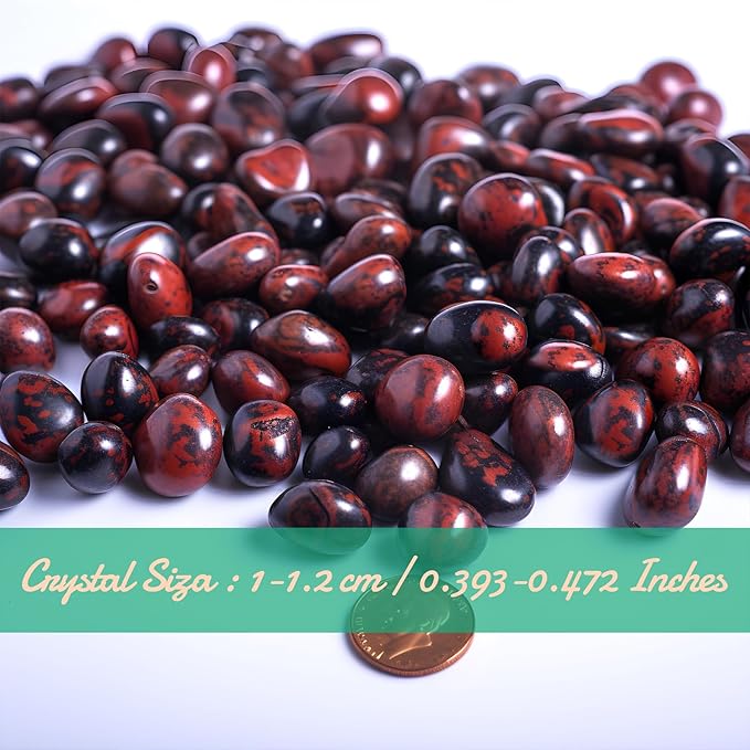 Polished Mahogany Obsidian Crystal Chips Set, 0.4'', 128 Pcs - Handpicked Natural Tumbled Stones and Crystals Bulk for Healing, Reiki, Meditation, Witchcraft and Home Decor