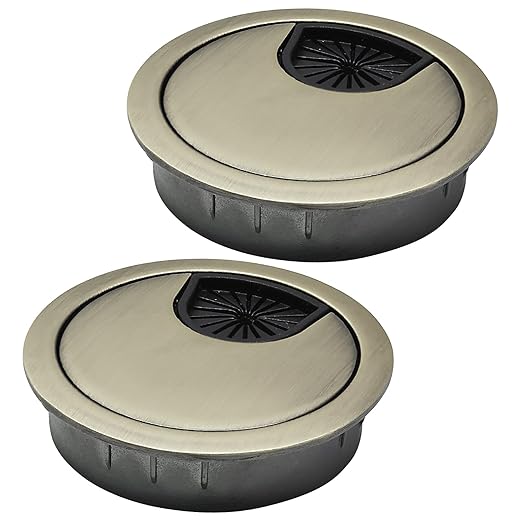 2 Pcs Desk Grommet 2" / 50 mm, Desk Cord Hole Cover, Cable Grommet Metal Zinc Alloy Materilal, Desk Hole Grommet for Home & Office Pc, Detachable Cable Cord Organizer-Bronze