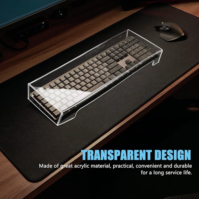 DOITOOL Clear Acrylic Keyboard Cover Protector -Cat, Desktop Keyboard Protector Mechanical Keyboard Cover Computer Keyboard Accessories (18.6 x 5.9X 1.8inch)