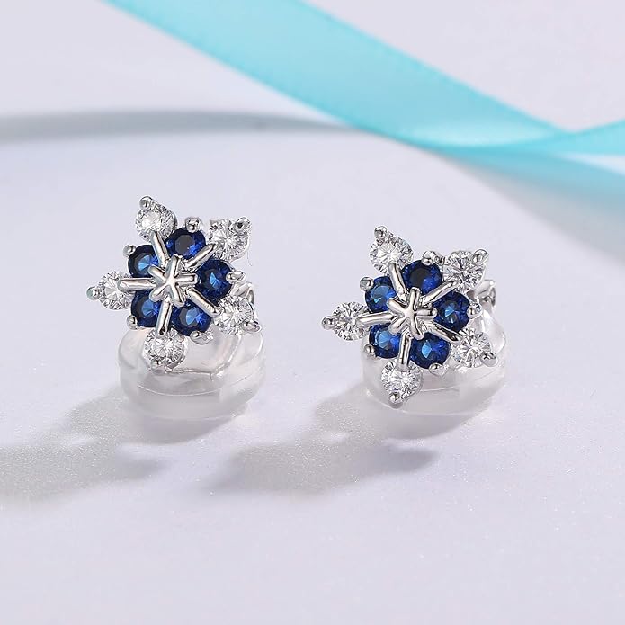 SELOVO Snowflake Flower Zircon Cubic Zirconia Clip on Stud Earrings for Women
