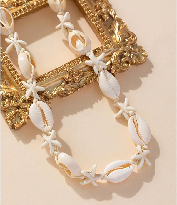 Nackiy Handmade Sea Shell Necklace for Women Summer Adjustable Natural Shell Collar Necklace