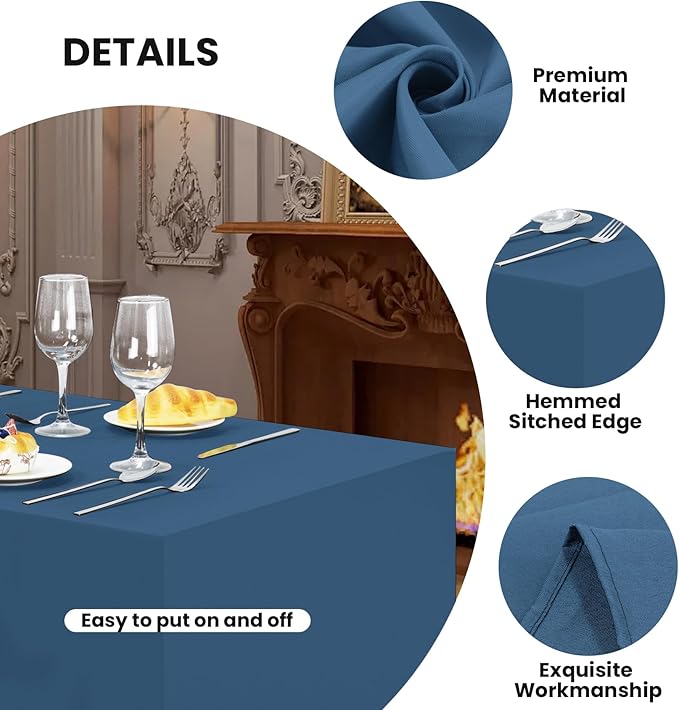 Ascoza 2 Pack Fitted Tablecloth for 6 Foot Rectangle 72 x 30 Inch Mediterranean Blue Table Covers Water Resistant Polyester Cloth for Folding, Parties,Display, Trade Show (Mediterranean Blue)