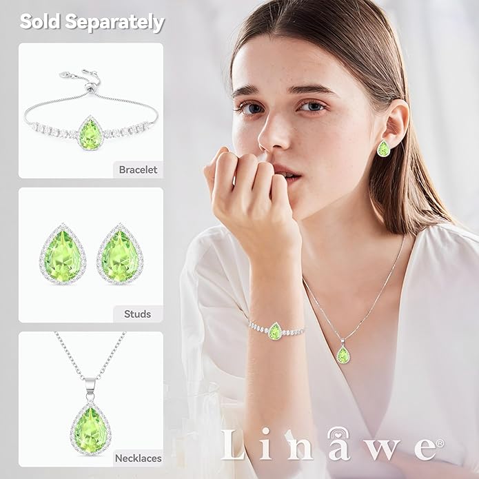Linawe Women Stud Earrings, Teardrop Diamond Moissanite Cubic Zirconia Earrings Studs Rhinestone Jewelry Gold/Silver/Rose Gold