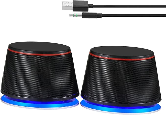 SW102 Computer Speakers, 5Wx2, Deep Bass in Small Body, Stereo 2.0 USB Powered 3.5mm Aux Multimedia Speakers, Built-in Bottom Bass Radiators, PC Laptop Desktop Speakers, Black