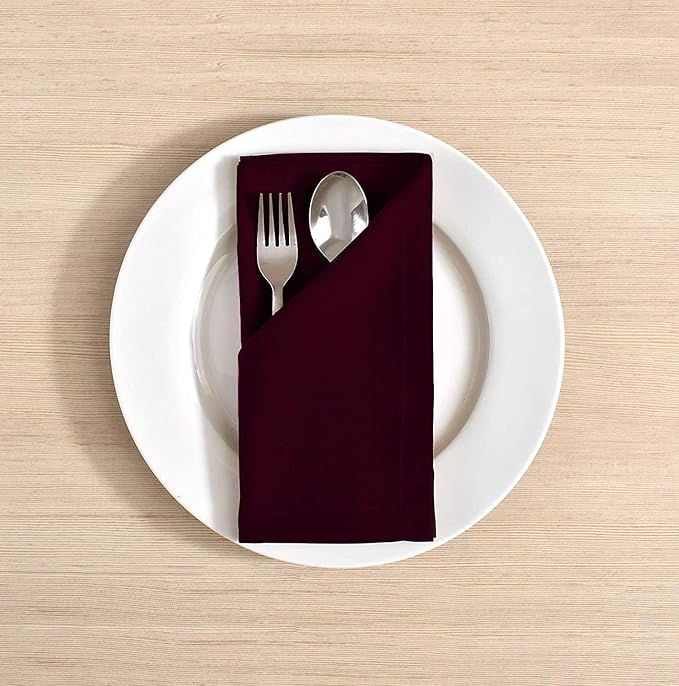 TARAN LIVING Thick Cotton Cloth Napkin Set Christmas Cloth Napkins Washable Dinner Pure Cotton Napkin Set Table Cloth Reusable Perfect and Home Decor - Brown, Set of 12, 18x18 Inch