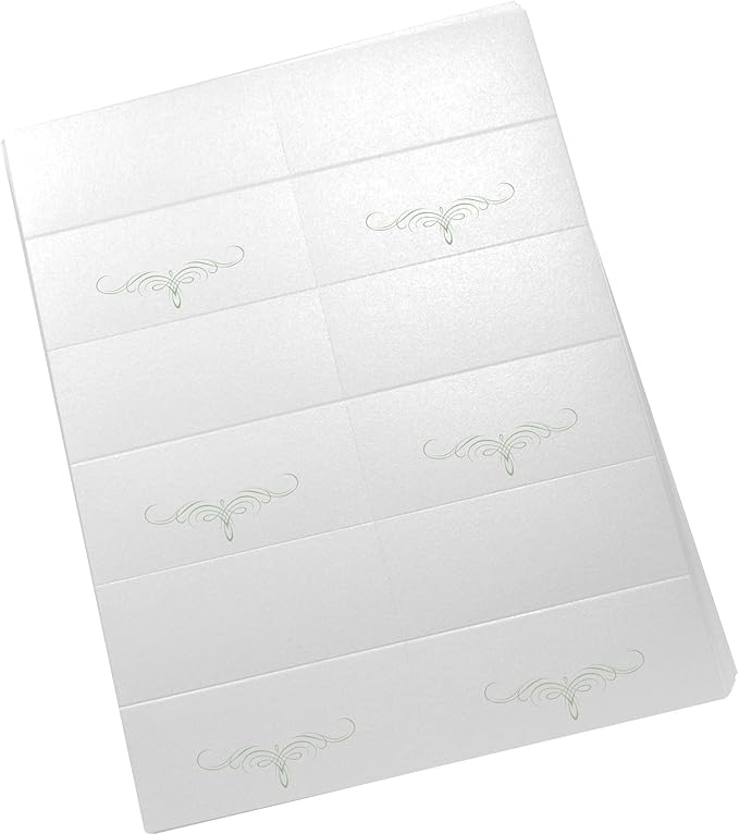 Decadent Flourish Printable Place Cards, Sage (Choose Color), Set of 60 (10 Sheets), Laser & Inkjet Printers - Wedding, Party, Dinner, and Special Events - Made in the USA