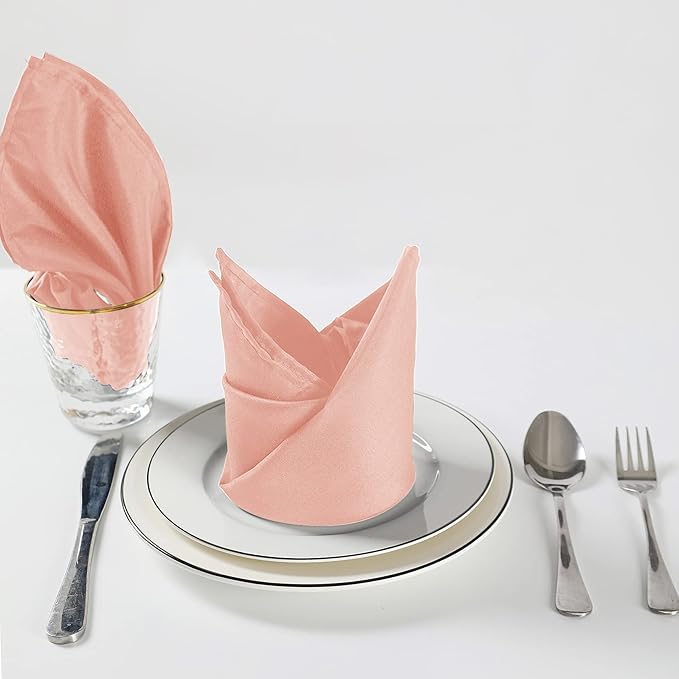 Cloth Napkins 20x20 inch Washable Polyester Dinner Napkins Soft Table Napkins for Wedding Party Dining Banquet(Dusty Pink,100PCS)