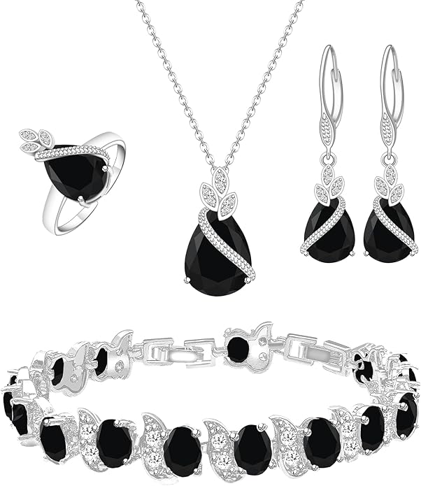 GZWHD Jewelry Set for Women CZ Earrings Necklace Ring Bracelet Set Prom Party Wedding Jewelry Gift for Mother Friend Wife