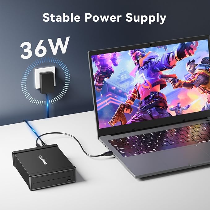 5.25" Blu-Ray/CD/DVD SATA Drive Enclosure with USB A/C 3.0, 5.25 Drive Enclosure, Optical Drive Enclosure with 3 USB-A Ports, Aluminum Alloy, Hot swappable(Optical Drive not Included)