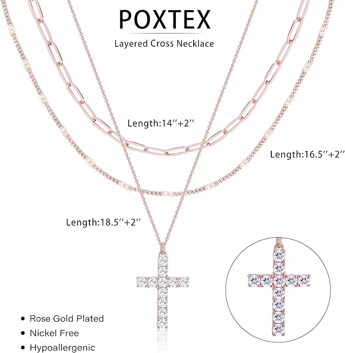 Layered Gold Necklaces for Women, Stackable Dainty 14K Gold Silver Plated Trendy Simple Heart Diamond Cross Bow Circle Pendant Paperclip Choker Dot Chain Necklace,Jewelry Set Gifts for Women