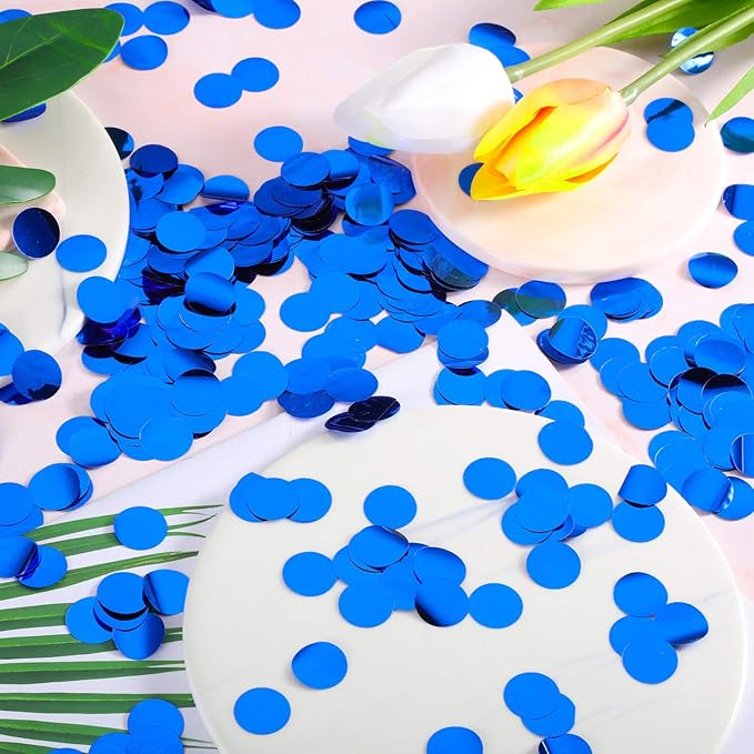 TecUnite Round Tissue Paper Table Confetti Dots for Wedding Birthday Party Decoration, 1.76 oz(Sapphire Blue Foil Confetti,1.5 cm)