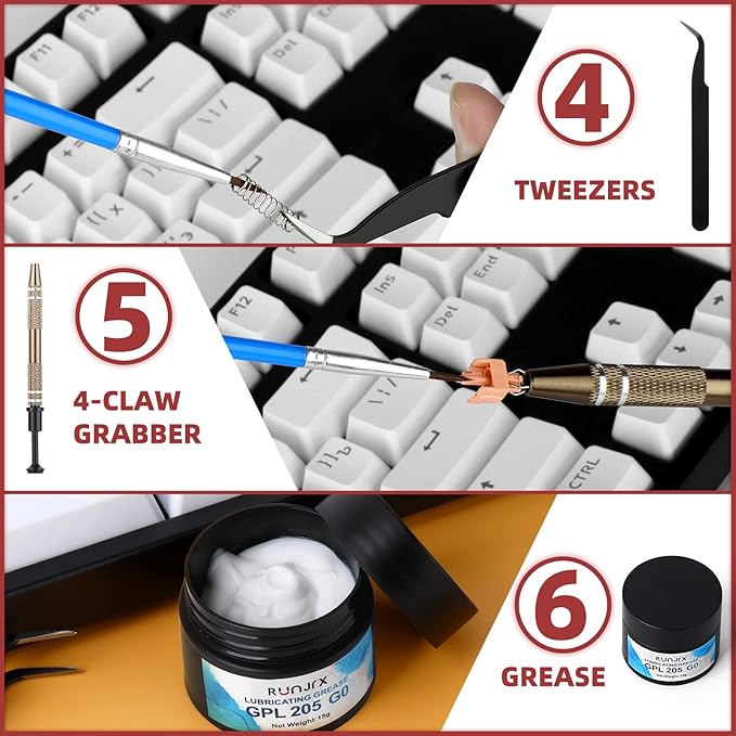 RUNJRX Keyboard Lube Kit GPL 205G0 0.53oz/15g for Mechanical Keyboard Lube, Switch Opener for MX Kailh,Keyboard Tools with Keycap Puller