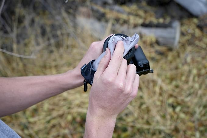 SPUDZ Ultra Microfiber Lens Cleaner – Closable Pouch, Clip-On, Washable – for Optics, Scopes, Glasses | Titanium, 6 x 6 Inch